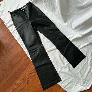 Newport News Black Leather mid-rise Boot Cut Pants